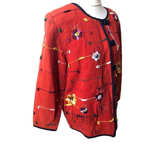Allure cotton woven art to wear embroidered floral shacket size 14/16 L - Picture 4 of 11